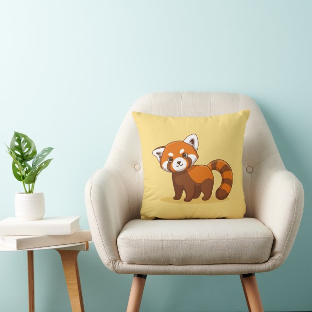 Cojín Decorativo Cute Panda Rojo en Amarillo (Silla)