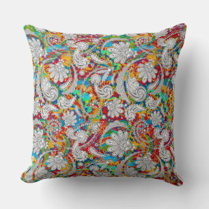 Cojín Decorativo Cute patrones de cachemira blancos coloridos vinta