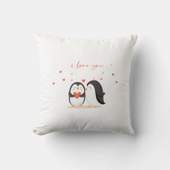 Cojín Decorativo Cute Penguin  - For Anniversary I Love You (Anverso)