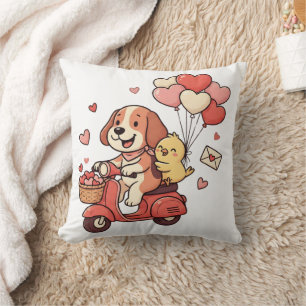 Cojín Decorativo Cute Perro De San Valentín Patinete Corazones Glob