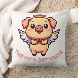Cojín Decorativo Cute Pig Angel Wings Personalizado Halo