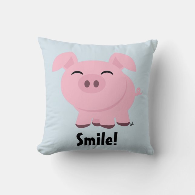 Cojín decorativo Cute Pig Smile (Anverso)