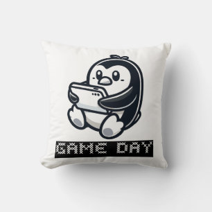 Cojín Decorativo Cute Pingüino está jugando un videojuego - Juego