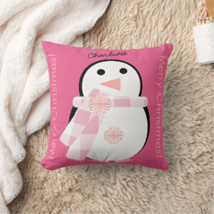 Cojín Decorativo Cute pingüino personalizado Feliz Navidad