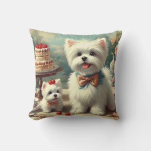 Cojín Decorativo Cute pintura maltesa de cachorros