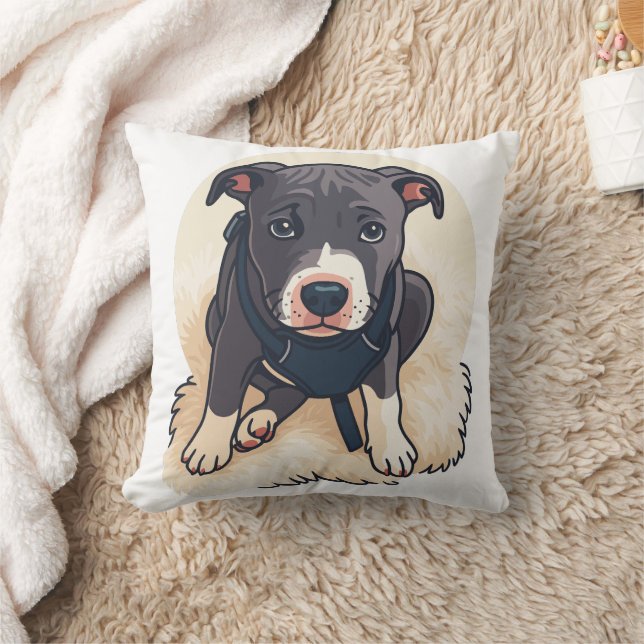 Cojín Decorativo Cute Pitbull Puppy Dog Cartoon Design (Manta)