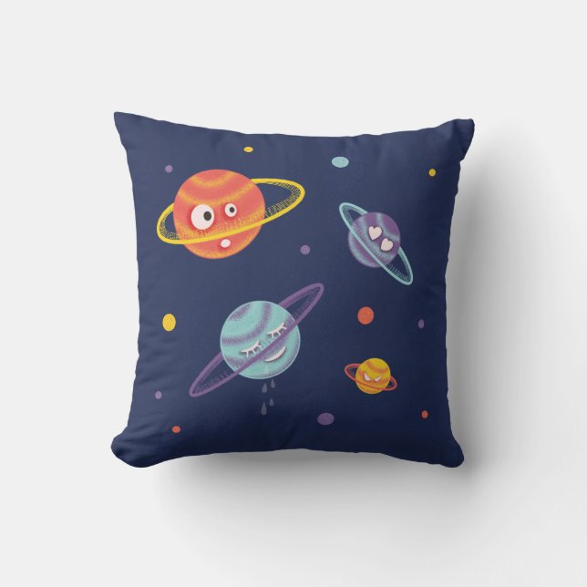 Cojín Decorativo Cute Planetas Niños Espaciales Personalizados (Anverso)