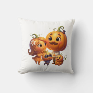 Cojín Decorativo Cute Pumpkin Family Portrait Fall Throw Pillow