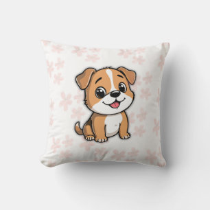 Cojín Decorativo Cute Puppy Pillow – Pink Floral Design