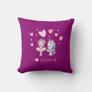 Cojín decorativo Cute Purple Ballerina Unicorn