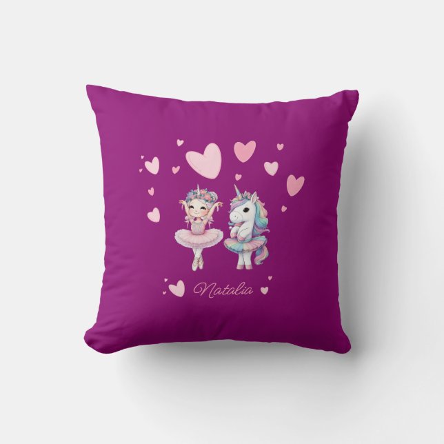 Cojín decorativo Cute Purple Ballerina Unicorn (Anverso)