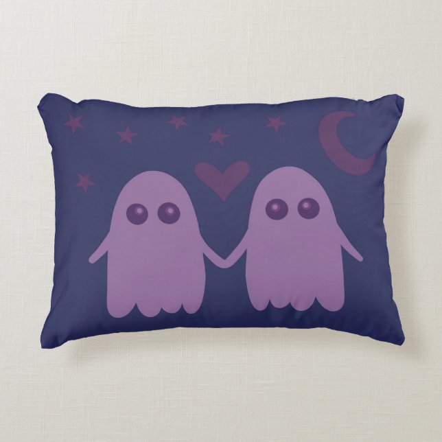 Cojín Decorativo Cute Purple Ghost Throw Pillow (Anverso)