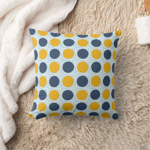 Cojín Decorativo Cute Quirky Whimsical Blue Yellow Polka Dots