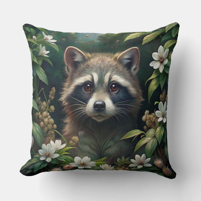 Cojín Decorativo Cute Raccoon (Anverso)