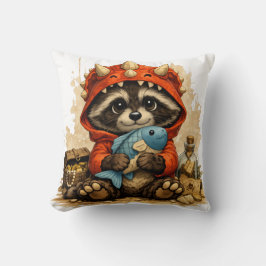 Cojín Decorativo Cute Raccoon Dino Hoodie Pillow Kawaii Kids Decor