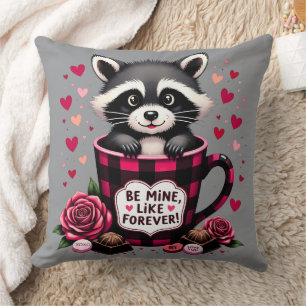 Cojín Decorativo Cute Raccoon Valentine Buffalo Testético