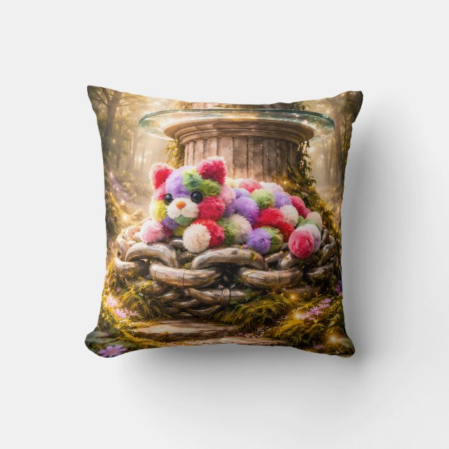 Cojín Decorativo Cute Rainbow Teddy Bear Kids Pillow (Anverso)