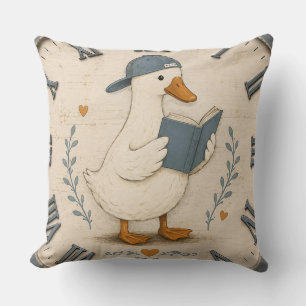 Cojín Decorativo Cute Reading Duck Book Lover Whimsical Nursery