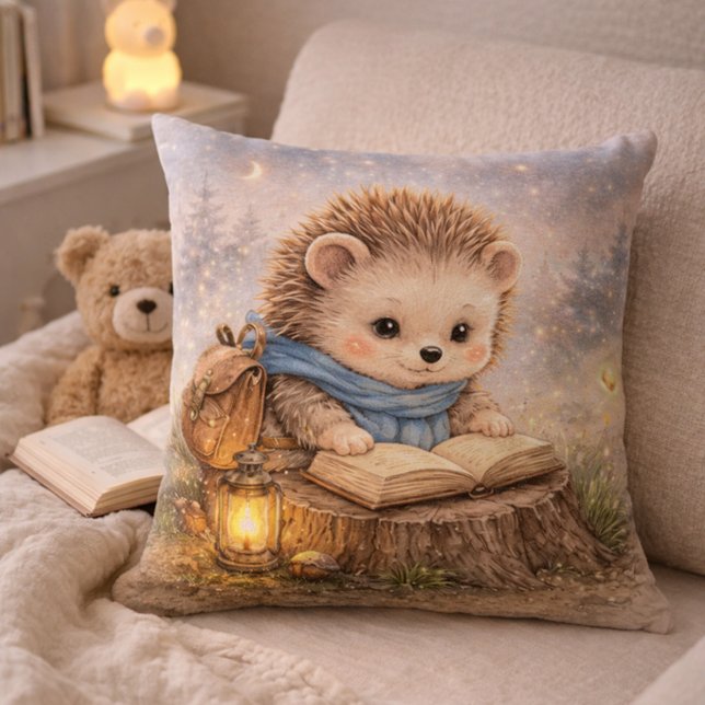 Cojín Decorativo Cute Reading Hedgehog Kids Room & Nursery (Subido por el creador)