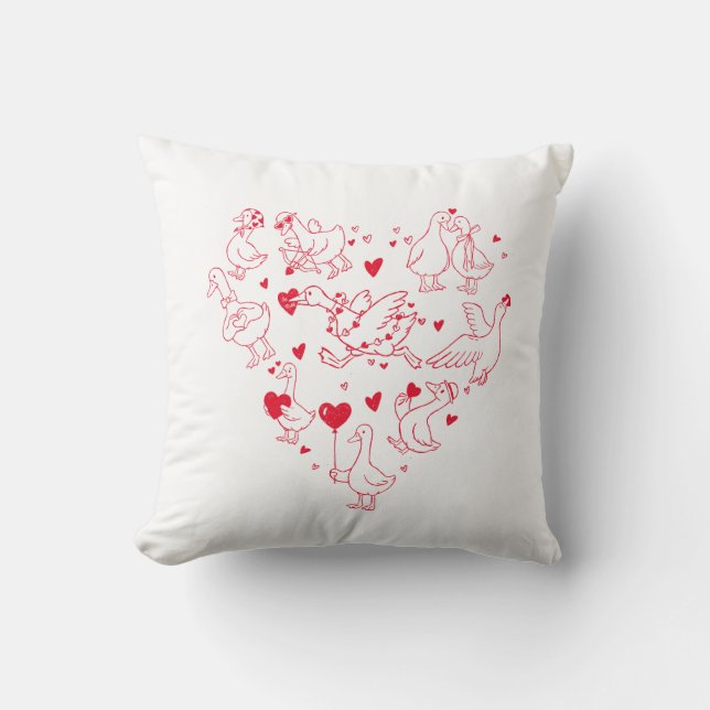 Cojín Decorativo Cute Red Goose Heart Valentine (Anverso)
