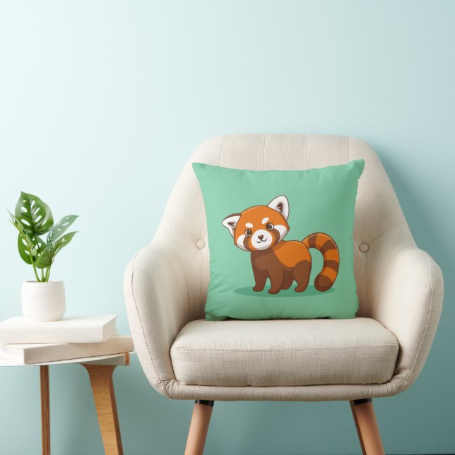 Cojín Decorativo Cute Red Panda on Green (Silla)