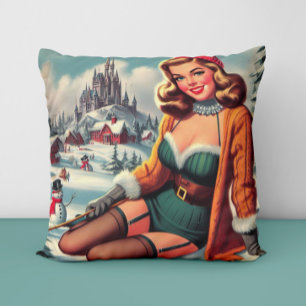 Cojín Decorativo Cute Retro Invierno Pin-up
