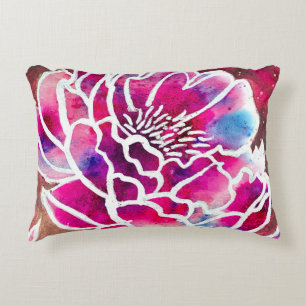 Cojín Decorativo Cute rosa Dahlia Girly Bonito Floral acuarela