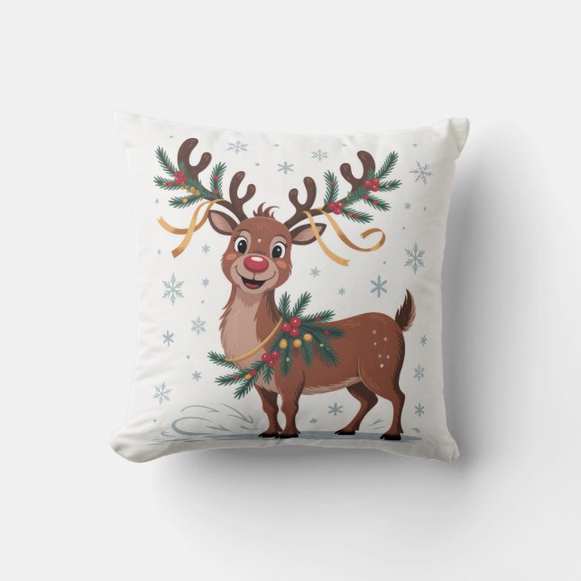 Cojín Decorativo Cute Rudolph with Gold Accents (Anverso)