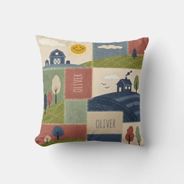 Cojín Decorativo Cute Rustic Country Farmhouse Patchwork (Anverso)