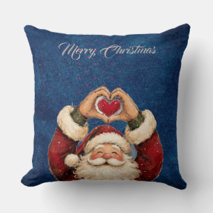 Cojín Decorativo Cute Santa Claus Corazón Manos Feliz Navidad Bla