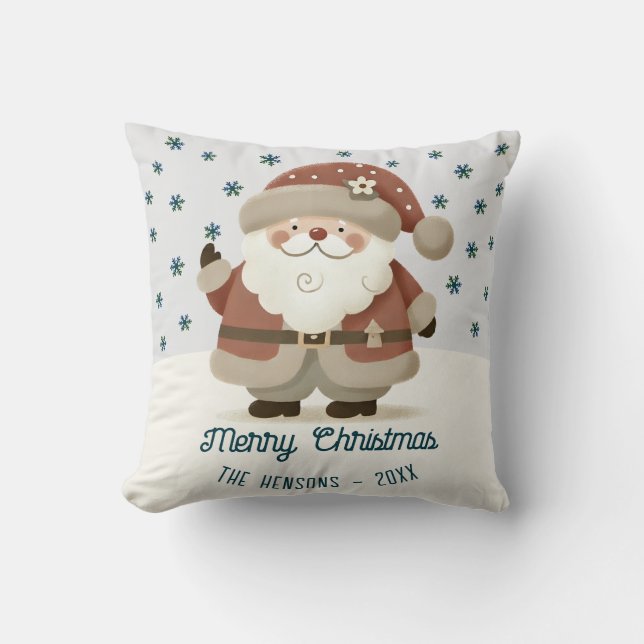 Cojín Decorativo Cute Santa Clause Snowflakes Drawing Christmas (Anverso)