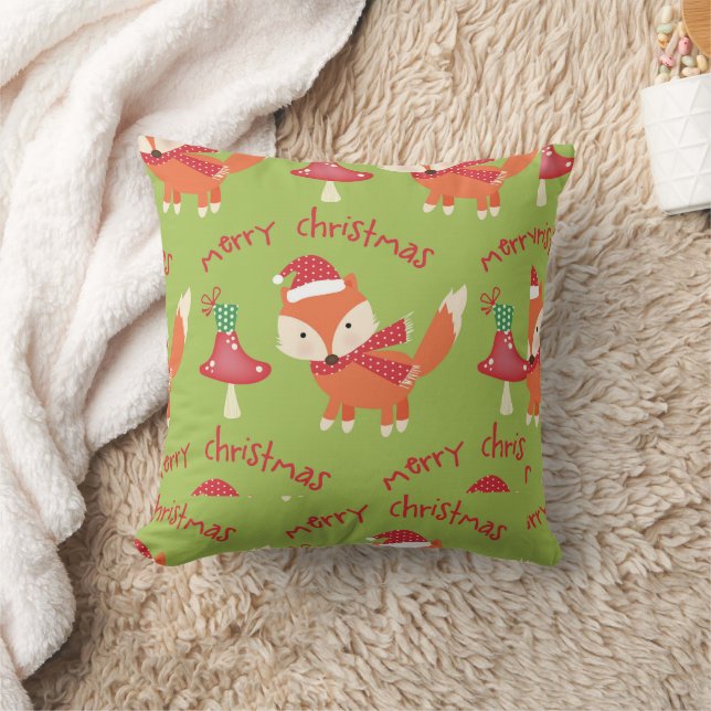 Cojín Decorativo Cute Santa Fox Feliz Navidad (Manta)