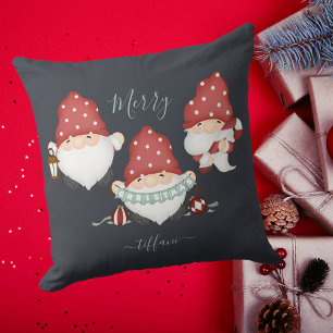 Cojín Decorativo Cute Santa Gnomes Personalizado navideño