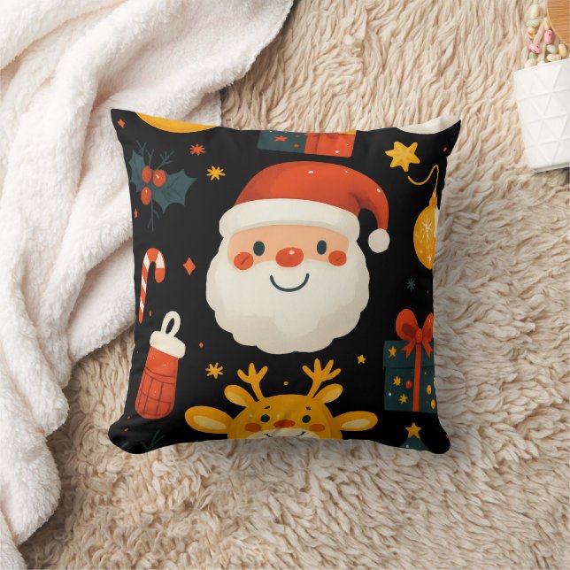 Cojín Decorativo Cute Santa & Reindeer Christmas Pillow (Manta)