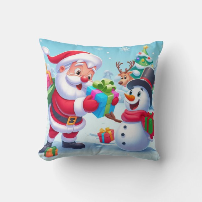 Cojín Decorativo Cute Santa y Snowman (Anverso)