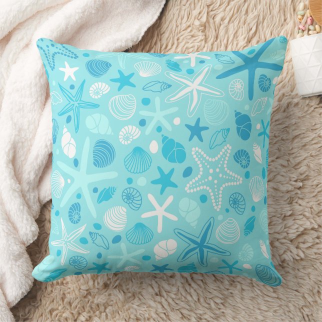 Cojín Decorativo Cute Sea Pattern Pillow, Turquoise Coastal Decor (Manta)