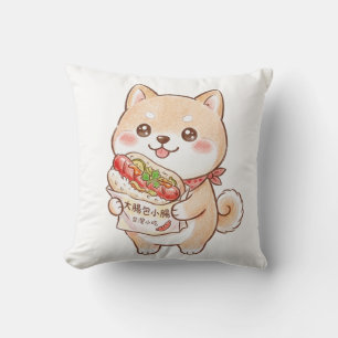 Cojín Decorativo Cute Shiba Inu con Taiwan Sausage Wrap Kawaii N