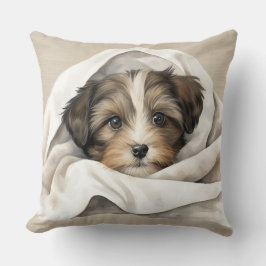 COJÍN DECORATIVO CUTE SHIH TZU PUPPY BAJO BLANCO