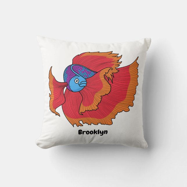 Cojín Decorativo Cute Siamese fighting fish betta cartoon (Anverso)