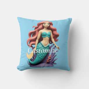 Cojín Decorativo Cute Sirena Pelirroja Thunder_Cove