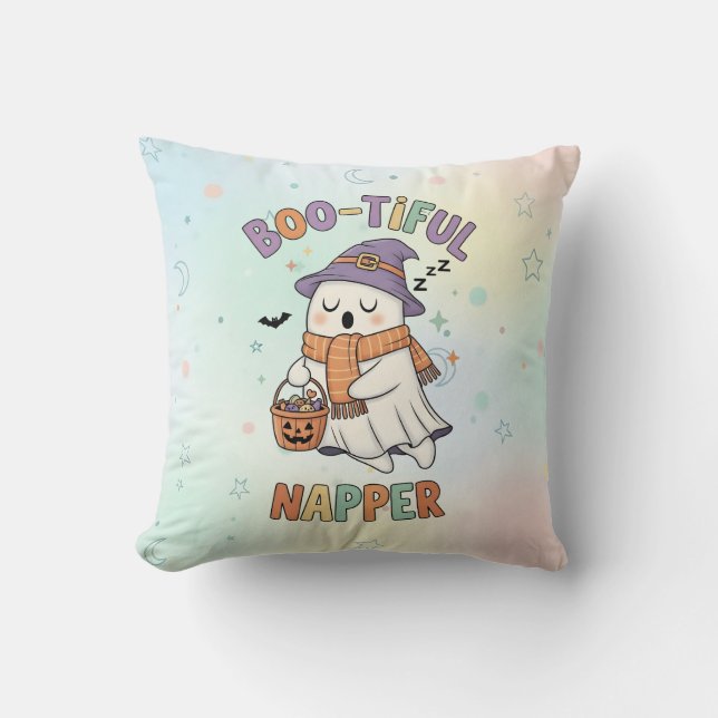 Cojín Decorativo Cute Sleeping Halloween Witch Napper Ghost (Anverso)