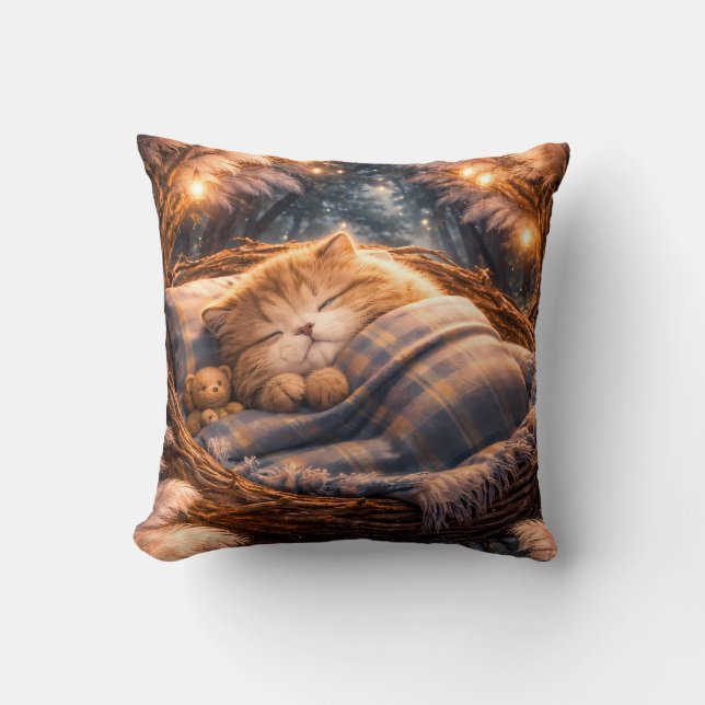 Cojín Decorativo Cute Sleeping Kitten Cozy Fantasy Pillow (Anverso)