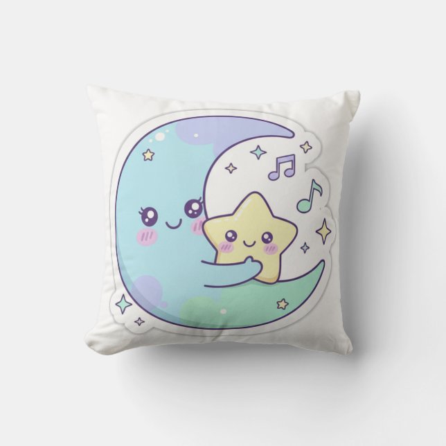 Cojín Decorativo Cute Sleeping Moon and Star Kawaii Baby Nursery Pi (Anverso)