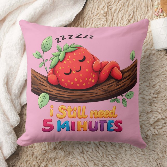 Cojín Decorativo Cute Sleeping Strawberry – 20" Throw Pillow (Manta)