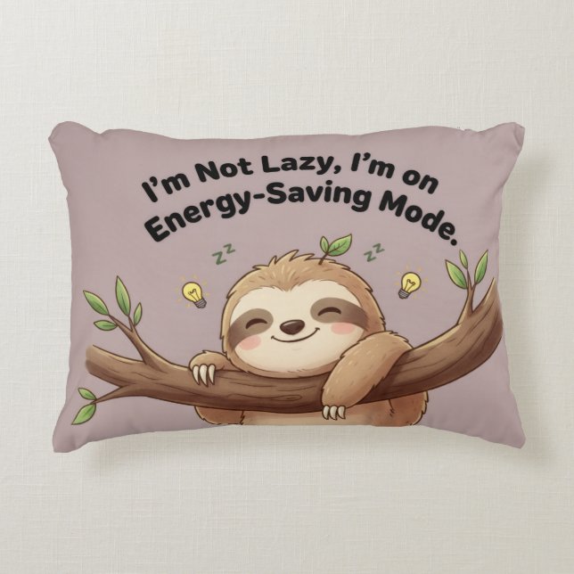 Cojín Decorativo Cute Sloth "Energy-Saving Mode" (Anverso)