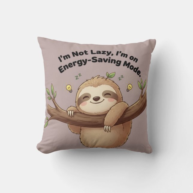 Cojín Decorativo Cute Sloth "Energy-Saving Mode" (Anverso)