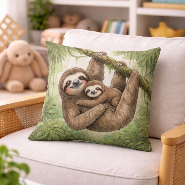 Cojín Decorativo Cute Sloth Mama And Baby Jungle Animals  (Subido por el creador)