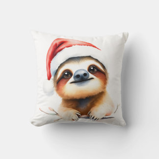 Cojín Decorativo Cute Sloth Wearing Santa Hat