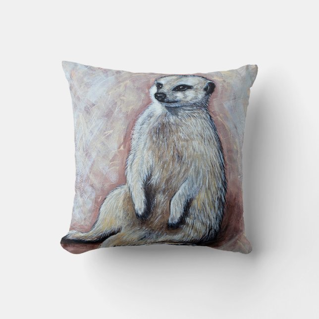Cojín Decorativo Cute Slouchy Meerkat Pintura (Anverso)
