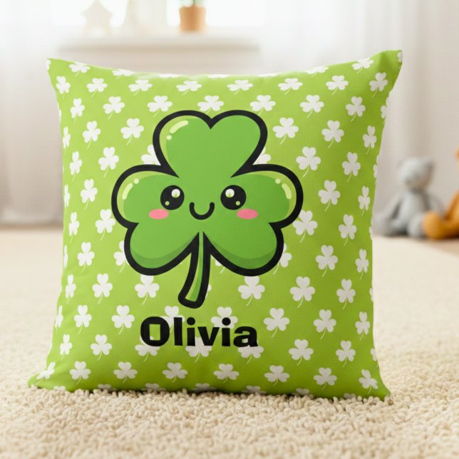 Cojín Decorativo Cute Smiling Clover (Subido por el creador)